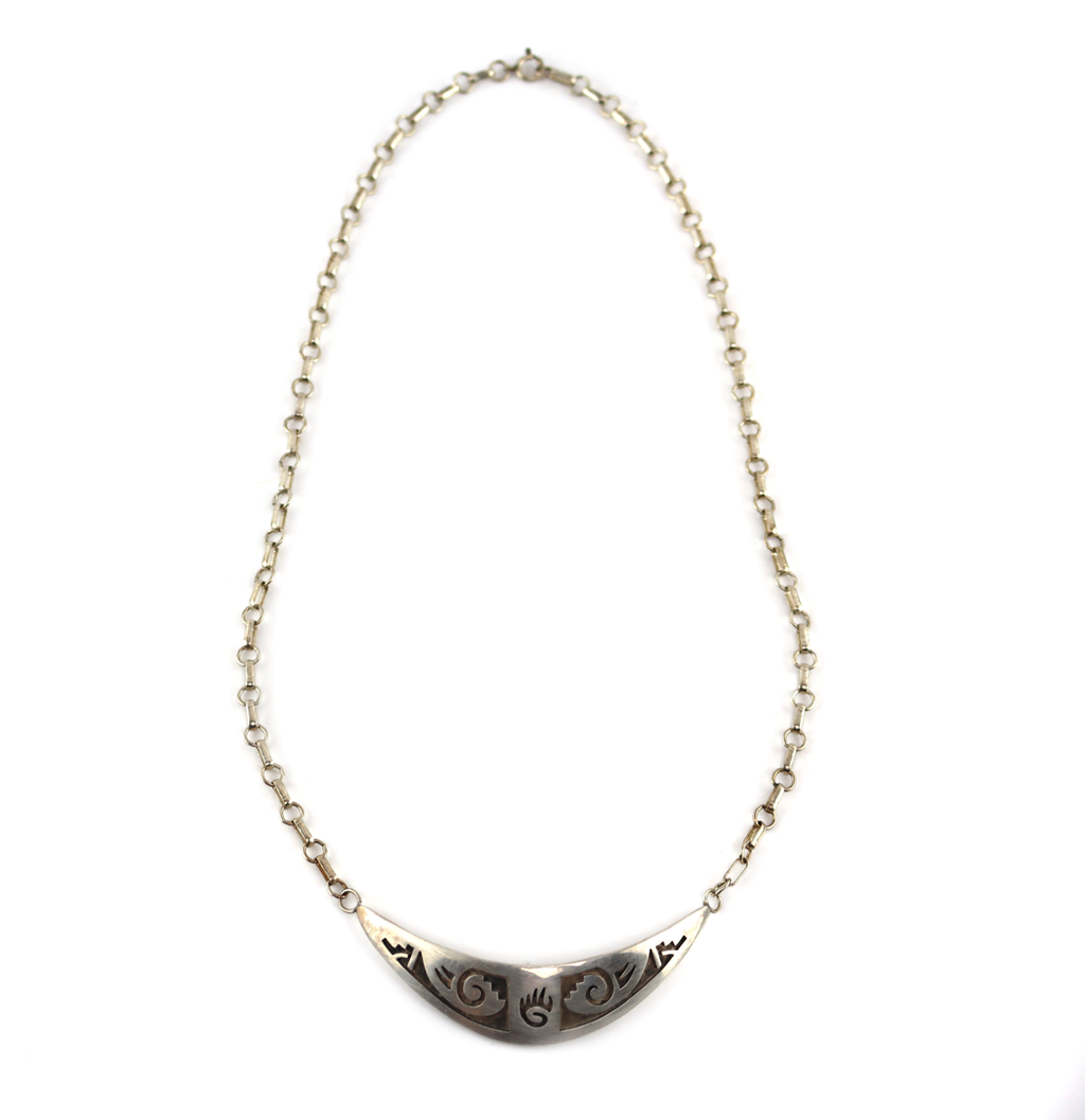 Hopi Guild - Silver Overlay Necklace c. 1950-60s, 22" length (J16059)