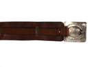 Frank Patania Sr. (1898-1964) - Sterling Silver and Leather Concho Belt c. 1940-50s, 32" - 35"  (J16067)