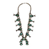 Navajo - Turquoise and Silver Squash Blossom Necklace with Feather Designs c. 1950-60s, 27" length (J16130-003)