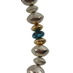 Navajo - Silver Beaded Necklace with Turquoise Accent c. 1990s, 26" length (J16064-038)