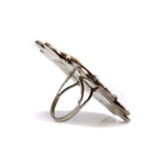 Zuni - Multi-Stone Inlay and Silver Ring with Bird Design c. 1960-70s, size 8
