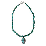 Geraldine Yazzie - Navajo - Turquoise and Silver Necklace c. 1990-2000s, 18" length (J16064-043)
