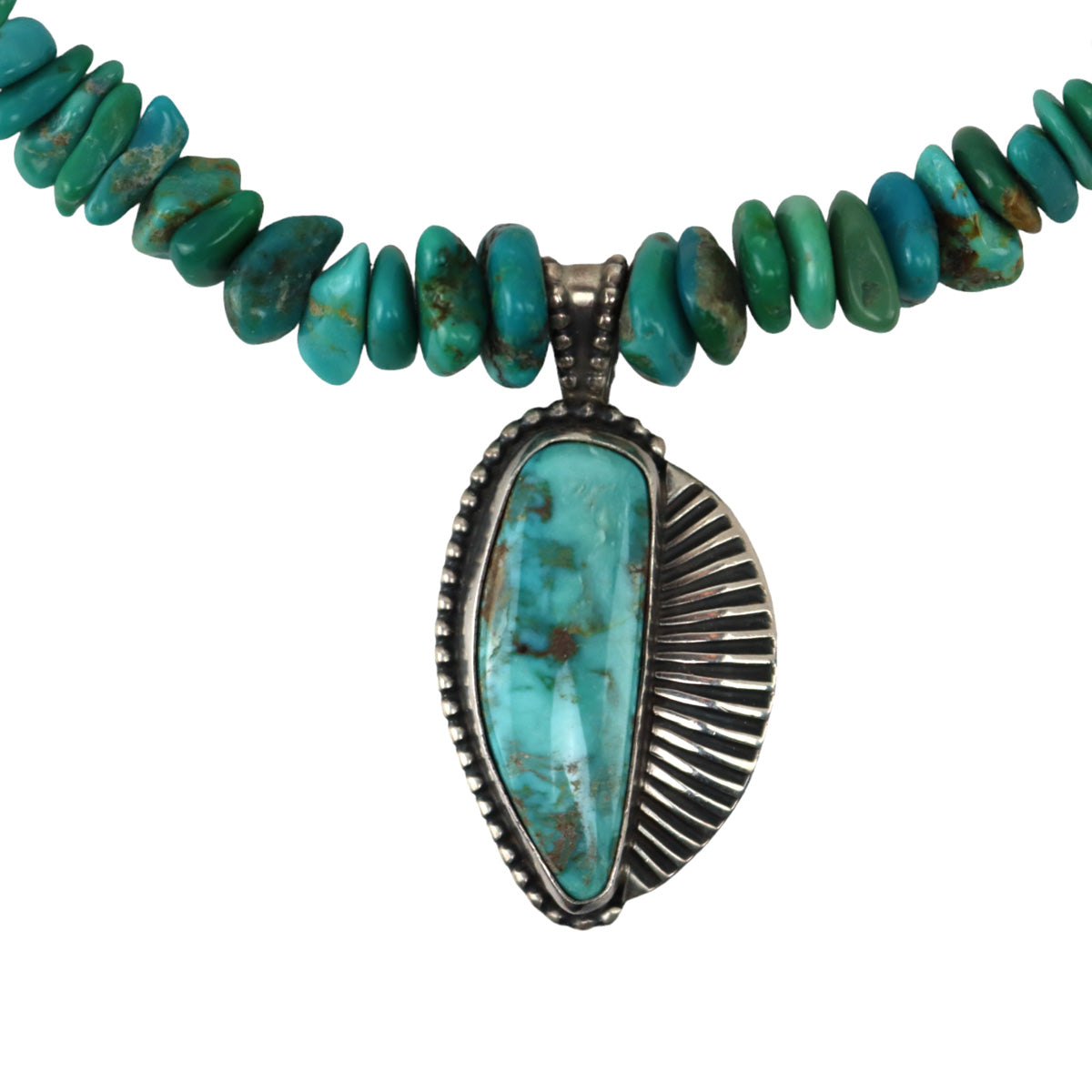 Geraldine Yazzie Navajo Turquoise and Silver Necklace c. 19902000