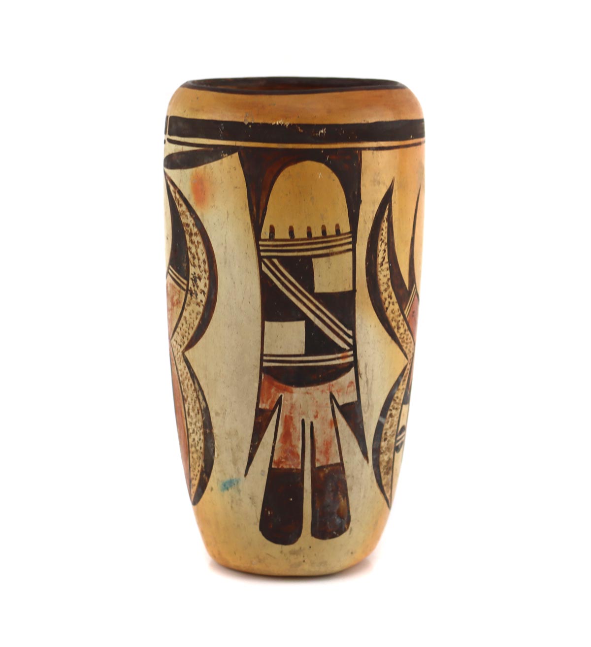 Hopi Polychrome Cylinder c. 1920-30s, 7" x 4"
