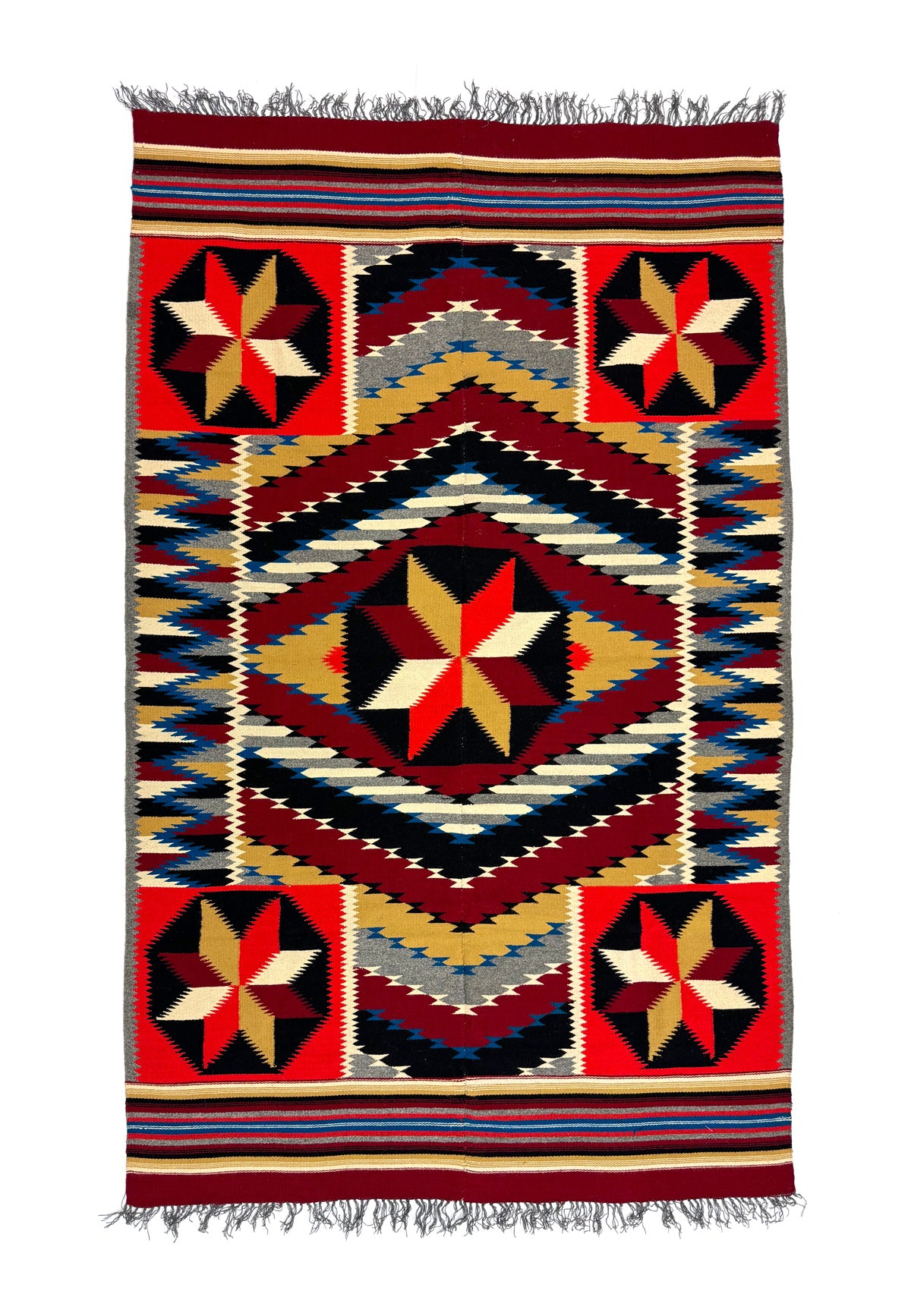 Rio Grande Blanket with Valero Stars c. 1920-30s, 82.5" x 52.5" (T92253-1123-007)