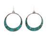 Zuni - Turquoise and Silver Hook Earrings c. 1940s, 2.375" x 1.75"