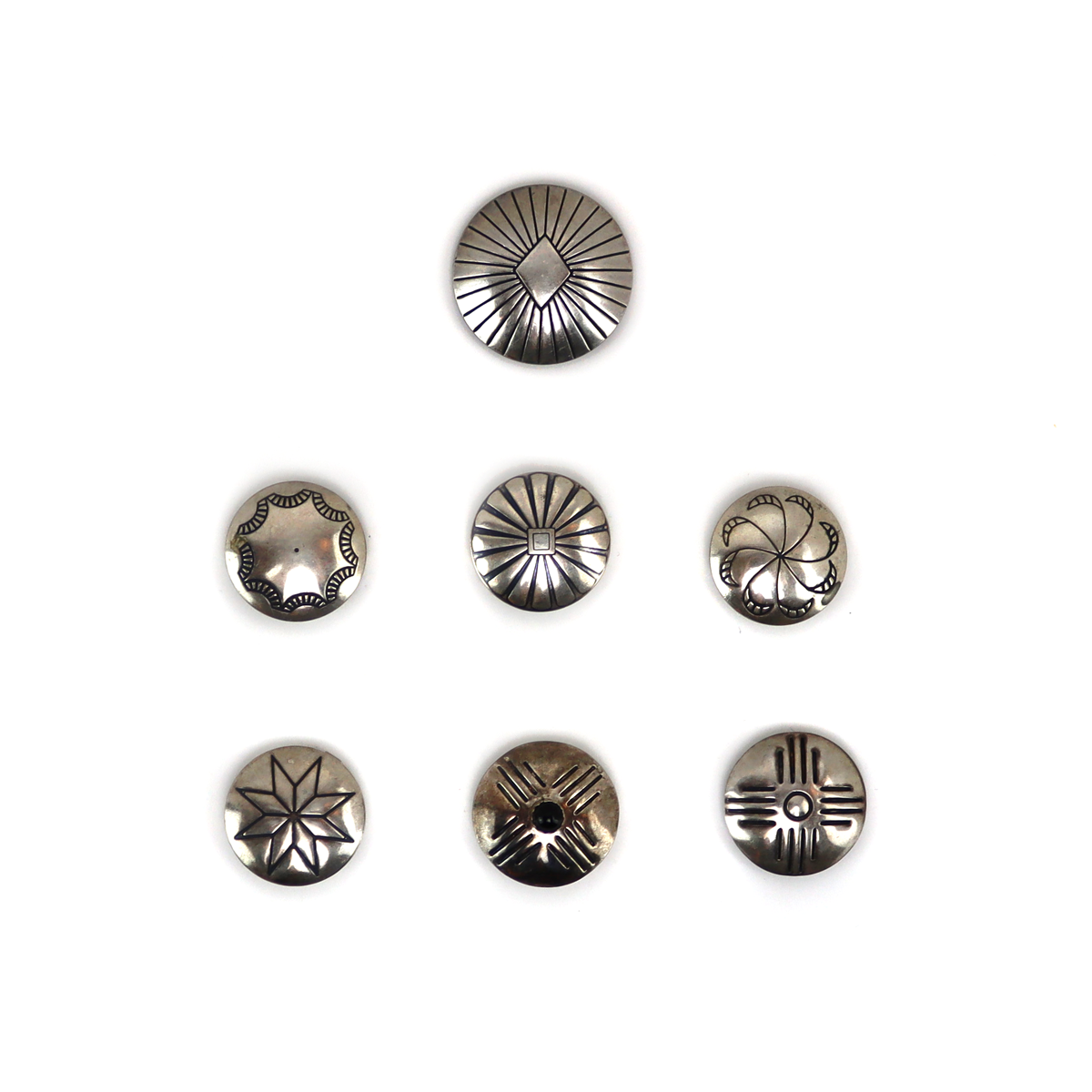 Set of 7 Navajo Silver Buttons c. 1950-60s