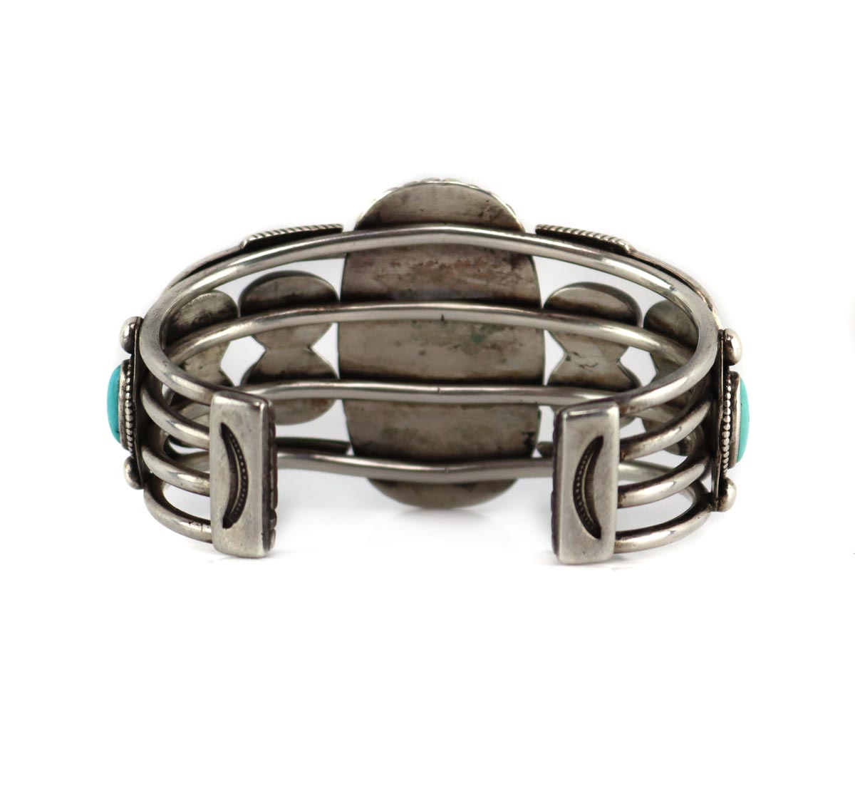 Navajo - Turquoise and Silver Bracelet with Arrow Design c. 1920-30s, size 7.25