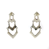 Diana Cachini - Zuni - Contemporary Mother of Pearl Inlay and Sterling Silver Post Earrings, 1.875" x 0.75" (J16093)