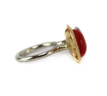 Sam Patania - "Red Star Transit" Oxblood Coral, 18K White and Yellow Gold, and Platinum 'Planet', size 6.25