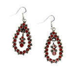 Vincent Shirley - Navajo - Contemporary Coral and Sterling Silver Channel Inlay Hook Earrings, 2.25" x 0.875" (J16124)