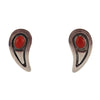 Frank Patania Sr. (1898-1964) and Thunderbird Shop - Sterling Silver and Coral Clip on Earrings c. 1950s, 1.25" x 0.625"