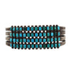 Zuni - Petit-Point Turquoise and Silver Row Bracelet c. 1930s, size 7
