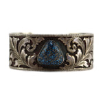 Wade's Silver Shop Reno - Lander Turquoise and Sterling Silver Overlay Bracelet c. 1970s, size 6.5