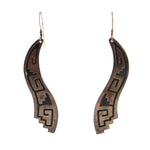 Hopi - Silver Overlay Earrings c. 1960-70s, 2.5" x 0.5"