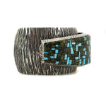 Alvin Yellowhorse (b. 1968) - Navajo Contemporary Turquoise, Serpentine, and Sterling Silver Mosaic Inlay Bracelet, size 7