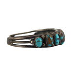 Navajo - Turquoise and Silver Row Bracelet c. 1940-50s, size 6.5