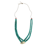 Navajo - 2-Strand Turquoise Heshi-Style, Clam Shell, and Coral Necklace c. 1970s, 24" length