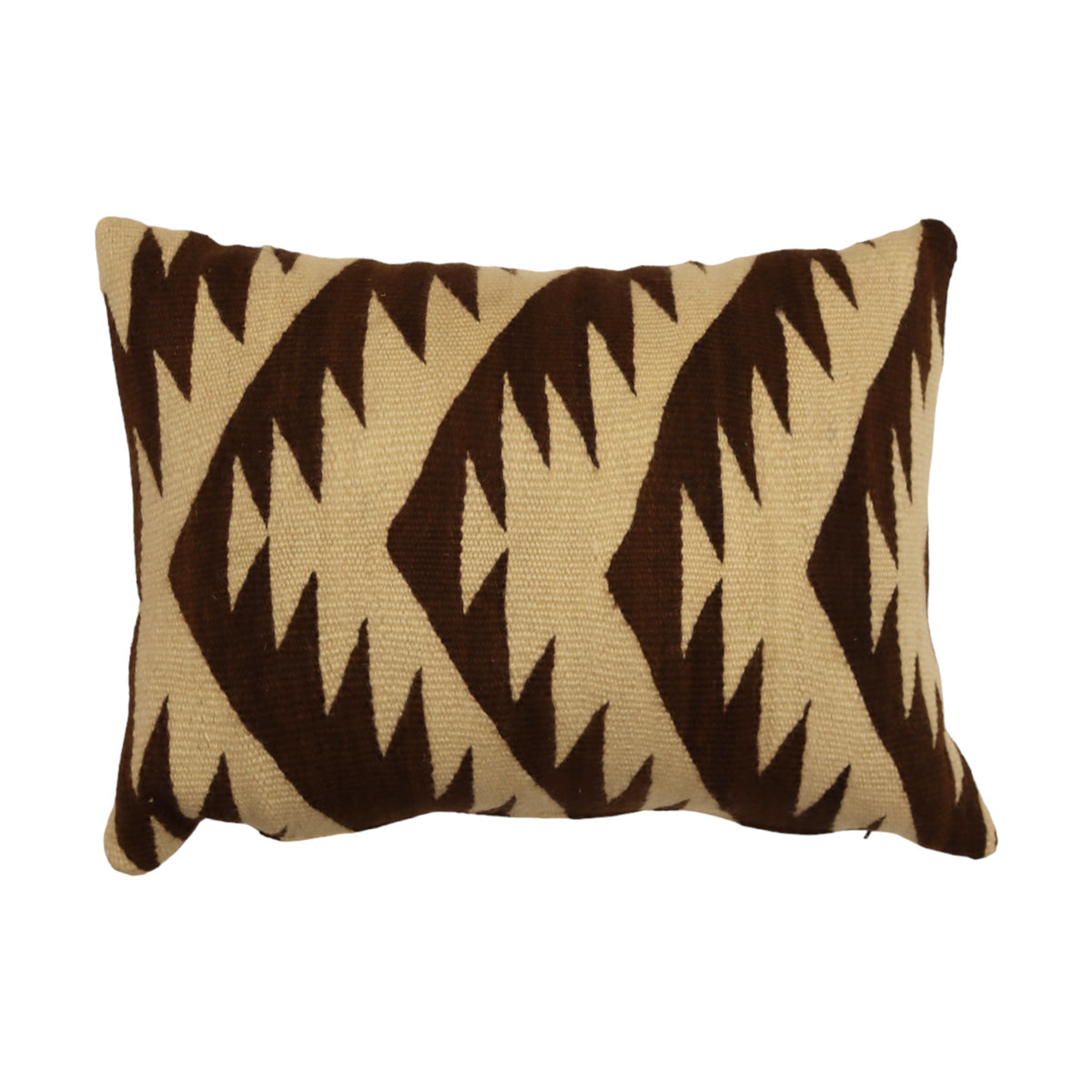 Custom Leather Pillow with c. 1920s Navajo Crystal Textile Inlay, 22