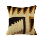 Custom Leather Pillow with c. 1930s Navajo Crystal Textile Inlay, 15" x 16"