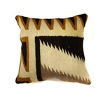 Custom Leather Pillow with c. 1930s Navajo Crystal Textile Inlay, 17" x 17"