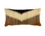 Custom Leather Pillow with c. 1930s Navajo Crystal Textile Inlay, 24" x 11"