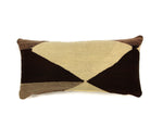 Custom Leather Pillow with c. 1910s Navajo Textile Inlay, 23" x 11"