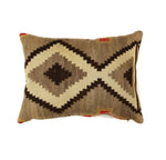 Custom Leather Pillow with c. 1910s Navajo Crystal Textile Inlay, 23" x 17"