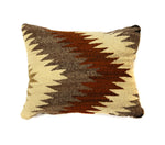 Custom Leather Pillow with c. 1930s Navajo Crystal Textile Inlay, 14" x 11"