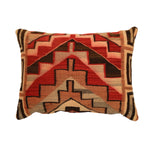 Custom Leather Pillow with c. 1920s Navajo Red Mesa Textile Inlay, 23" x 17"