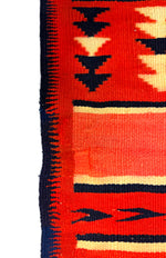 Navajo Late Classic Child's Blanket with Raveled Bayeta, Indigo, Cochineal, and Aniline Dyes c. 1875-80, 50" x 32" (T6208)