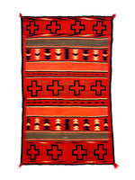 Navajo Late Classic Child's Blanket with Raveled Bayeta, Indigo, Cochineal, and Aniline Dyes c. 1875-80, 50" x 32" (T6208)