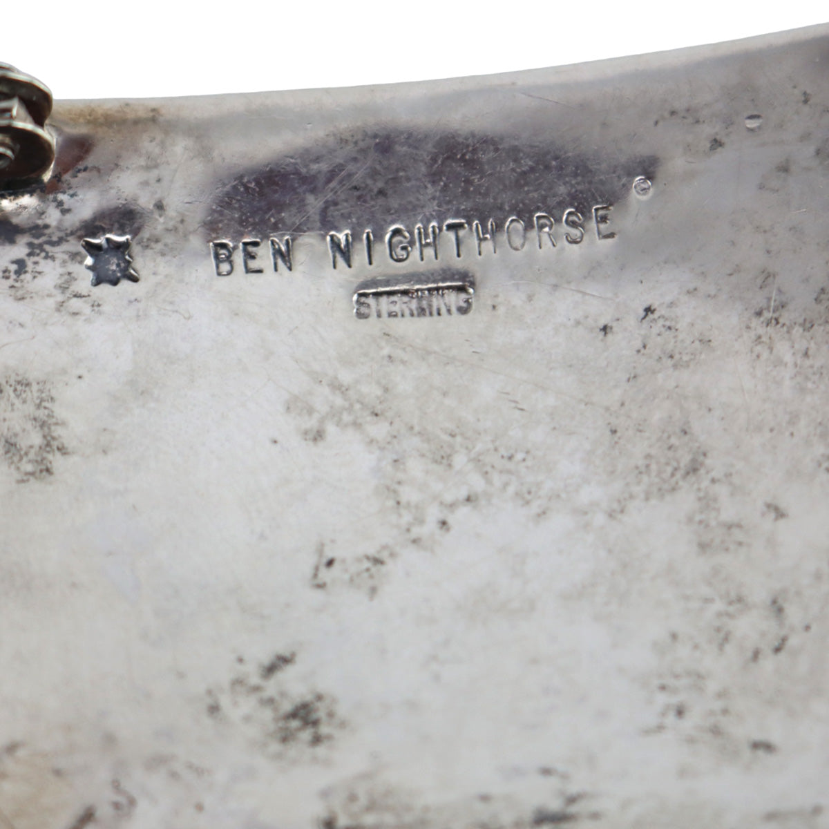 Ben Nighthorse (b. 1933) - Cheyenne Sterling Silver Overlay Belt Buckle c. 1950-60s, 1.875" x 3"