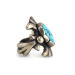 Navajo Turquoise and Silver Sandcast Ring c. 1960-70s, size 5 (J15199)