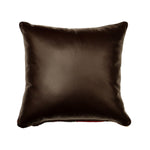 Custom Leather Pillow with c. 1930s Navajo Red Mesa Textile Inlay, 15" x 15"