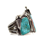 Dan Simplicio (1917-1969) - Zuni - Turquoise, Coral, and Silver Bracelet c. 1950s, size 6.75