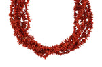 Navajo 6-Strand Coral and Silver Beaded Necklace c. 1950-60s, 26" length