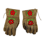 Plateau Beaded Leather Gauntlets with Floral Design c. 1920-40s, 9.75" x 5.5"