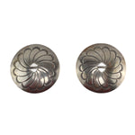 Navajo - Sterling Silver Post Earrings with Stamped Designs c. 1960s, 1.5" diameter