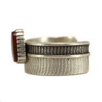 Althea Cajero - Santo Domingo/Acoma - Agate and Silver Tufacast Bracelet c. 2000s, size 5.5 (J16064-021)