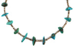 Navajo - Turquoise Nugget, Heishi, and Silver Beaded Necklace c. 1960s, 24" length