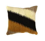 Custom Leather Pillow with c. 1930s Navajo Crystal Textile Inlay, 17" x 16"