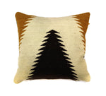 Custom Leather Pillow with c. 1930s Navajo Crystal Textile Inlay, 15" x 14"