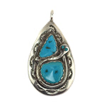 Effie Garcia - Zuni Turquoise and Silver Pendant with Rattlesnake Design c. 1960-70s, 2.125" x 1.125"