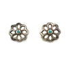 Navajo - Turquoise and Silver Sandcast Screw-back Earrings c. 1960-70s, 0.875" x 0.75"