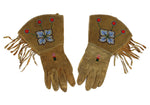 Blackfoot Beaded Leather Gauntlets with Floral Design c. 1925-1930, 13.5" x 8.25"