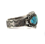 Navajo  - Turquoise and Silver Bracelet with Stamped Design c. 1930s, size 6.5
