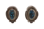 Navajo - Lander Turquoise and Sterling Silver Clip-on Earrings c. 1980s, 1.25" x 1"