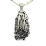 Roy Talahaftewa - Hopi Contemporary Sterling Silver Overlay Pendant with Waters, Waves, and Cloud Designs on a Silver Chain, 3" x 1.125"