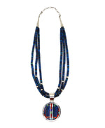 O. Coriz - Santo Domingo Contemporary 3-Strand Rainbow Calsillica Necklace with Pendant, 21" length